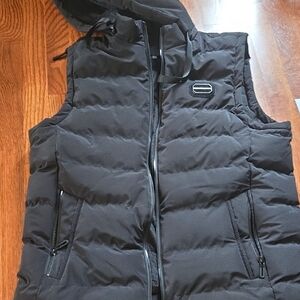 Black Quilted Vest with Hood